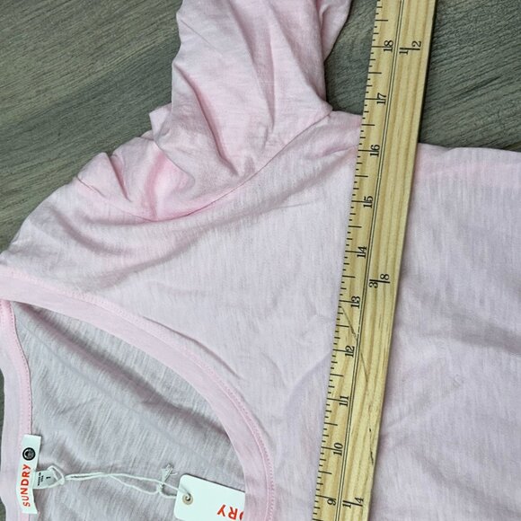 NWT Sundry Pink Pima Cotton Shirred 3/4 Sleeve Scoop Neck Top Size 1 (Small) - Picture 7 of 11